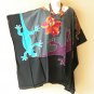 KB371 Gecko Hand Painted Batik Hippie Tunic Caftan Poncho Women Blouse Top upto 5X
