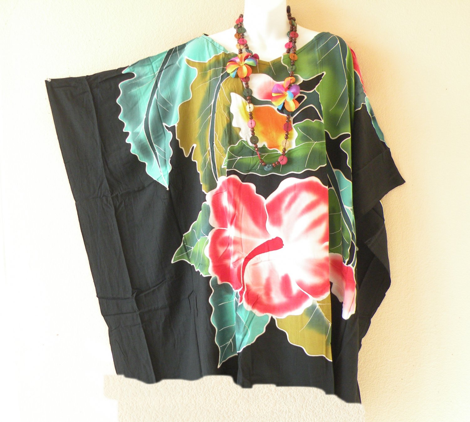 KB40 Batik Hand Painted Plus Kaftan Poncho Hippy Women Blouse Top up to 5X