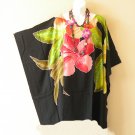 KGB68 Floral Hand Painted Batik Women Plus Kaftan Poncho Women Blouse Top up to 5X