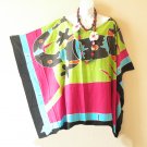 KB95 Gecko Hand Painted Batik Plus Kaftan Poncho Hippy Tunic Blouse Top - Up to 5X