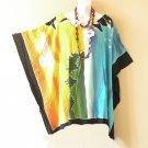 KB89 Dolphin Hand Painted Boho Kaftan Poncho Hippy Women Blouse Top S to 5X KB89 Dolphin Hand Painted Boho Kaftan Poncho Hippy Women Blouse Top S to 5X
