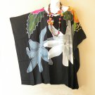 KB101 Floral Hand Painted Kaftan Poncho Caftan Dolman Tunic Top - XL to 2X KB101 Floral Hand Painted Kaftan Poncho Caftan Dolman Tunic Top - XL to 2X