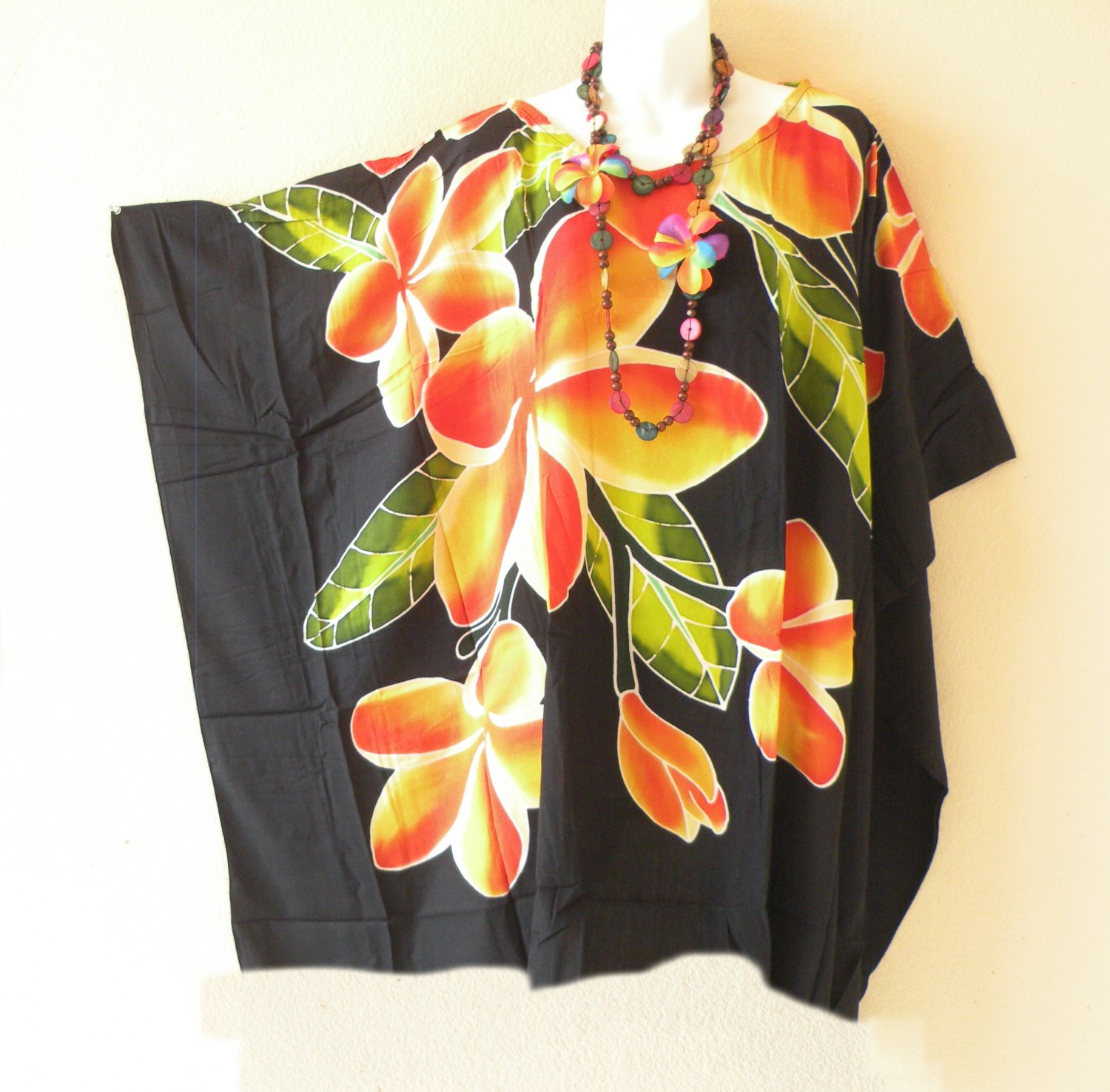 KB109 Floral Hand Painted Plus Kaftan Poncho Hippy Women Blouse Top up to 5X
