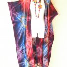 CD681 Tie Dye Batik Kaftan Duster Kaftan Plus Jacket Cover up Maxi Cardigan - up to 5X