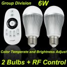 3 x Set of Led Remote Control + 2 Light Bulb, 6W, E27, Dimmble, CCT Changing 3000~6500K