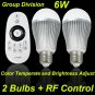 3 x Set of Led Remote Control + 2 Light Bulb, 6W, E27, Dimmble, CCT Changing 3000~6500K