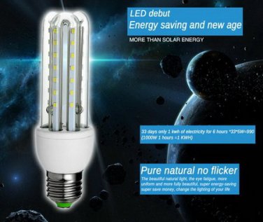 Super Bright E27 3U 16W 3014SMD LED Saving Corn Light Bulb Lot of 20 Pcs.