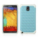 SAMSUNG GALAXY NOTE3 HYBRID STUDDED DIAMOND BLING CASE WHITE SKIN+BLUE PC USA