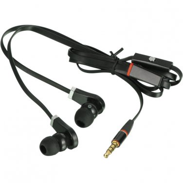 FLAT-30 TANGLE FREE FLAT WIRE -3.5MM EARPHONES /MIC IPOD Pc MP4 IPHONE BLACK USA