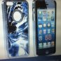 Apple iPhone 5 5S Fusion Diamond Chrome Case Mic Blue pattern Snap-on Luxury