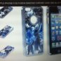 Apple iPhone 5 5S Fusion Diamond Chrome Case Mic Blue pattern Snap-on Luxury