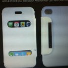 Apple iPhone 4S 4 Slim Quick Answer Flip Leather Case(White) With Stand Function