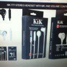 KIK 777 Stereo Headset with Mic and volume control Ear phones Universal WHITE