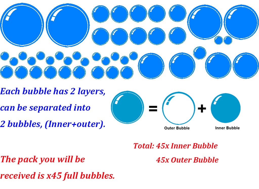 90x Multi Size Bubbles Bathroom, Shower Door, Vinyl Wall Stickers