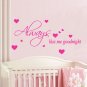 Large 'Always Kiss Me Goodnight' Bedroom Wall ART Quotes Vinyl Sticker, DIY Wall Decal