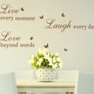 Large Live Love Laugh Quotes & Butterflies Art Vinyl Sticker
