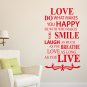 Love Inspirational Quotes Art Vinyl Wall Sticker, Home Wall Decal