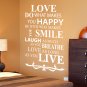 Love Inspirational Quotes Art Vinyl Wall Sticker, Home Wall Decal