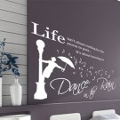 Large 'Dance in the Rain' Wall ART Quotes Vinyl Sticker, DIY Wall Decal