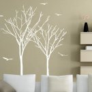 Large Twin Tree Branches & Birds Art Vinyl Wall Sticker, Wall Decal