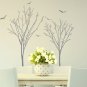 Large Twin Tree Branches & Birds Art Vinyl Wall Sticker, Wall Decal