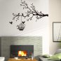 Large 'Tree Branch with Birds & Cage' Wall Art Vinyl Sticker, Wall Decal