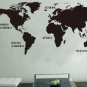'Large World Map' Wall Art Vinyl Sticker, Home DIY Wall Art Decal