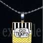 GO TIGERS Black & Gold Mascot Team School Jersey Pendant Necklace or Keychain