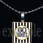 GO TIGERS Black & Gold Mascot Team School Jersey Pendant Necklace or Keychain