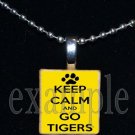 KEEP CALM AND GO TIGERS Black & Gold Mascot Team Jersey School Pendant Necklace or Keychain