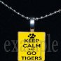 KEEP CALM AND GO TIGERS Black & Gold Mascot Team Jersey School Pendant Necklace or Keychain