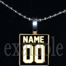 TIGERS PERSONALIZED JERSEY Black & Gold Mascot Team School Pendant Necklace or Keychain