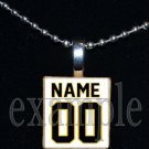 TIGERS PERSONALIZED JERSEY Black & Gold Mascot Team School Pendant Necklace or Keychain