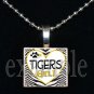 TIGERS GIRL Black & Gold Mascot Team School Pendant Necklace or Keychain