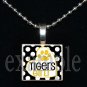 TIGERS GIRL Black & Gold Mascot Team School Pendant Necklace or Keychain