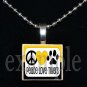 PEACE LOVE TIGERS Black & Gold Mascot Team School Jersey Pendant Necklace or Keychain