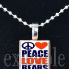 PEACE LOVE BEARS Team Mascot Pendant Necklace or Keychain Choices