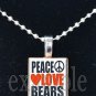 PEACE LOVE BEARS Team Mascot Pendant or Keychain Choices