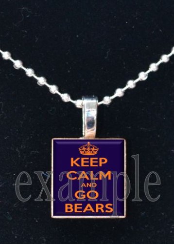 KEEP CALM & GO BEARS Navy Orange White Team Mascot Pendant Choices
