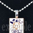 BEARS GIRL Navy Orange White Team Mascot Pendant Choices