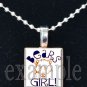 BEARS GIRL Navy Orange White Team Mascot Pendant Choices