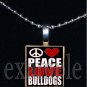 PEACE LOVE BULLDOGS Black & Red Team Mascot Pendant Necklace or Keychain