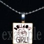 BULLDOGS GIRL Black & Red Team Mascot Pendant Necklace or Keychain