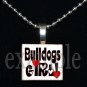 BULLDOGS GIRL Black & Red Team Mascot Pendant Necklace or Keychain