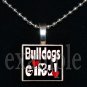 BULLDOGS GIRL Black & Red Team Mascot Pendant Necklace or Keychain
