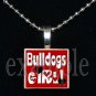 BULLDOGS GIRL Black & Red Team Mascot Pendant Necklace or Keychain