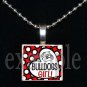 BULLDOGS GIRL Black & Red Team Mascot Pendant Necklace or Keychain