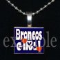 BRONCOS GIRL Navy, White & Orange Team Mascot Pendant Necklace or Keychain