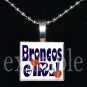 BRONCOS GIRL Navy, White & Orange Team Mascot Pendant Necklace or Keychain