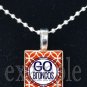 GO BRONCOS Navy, White & Orange Team Mascot Pendant Necklace or Keychain